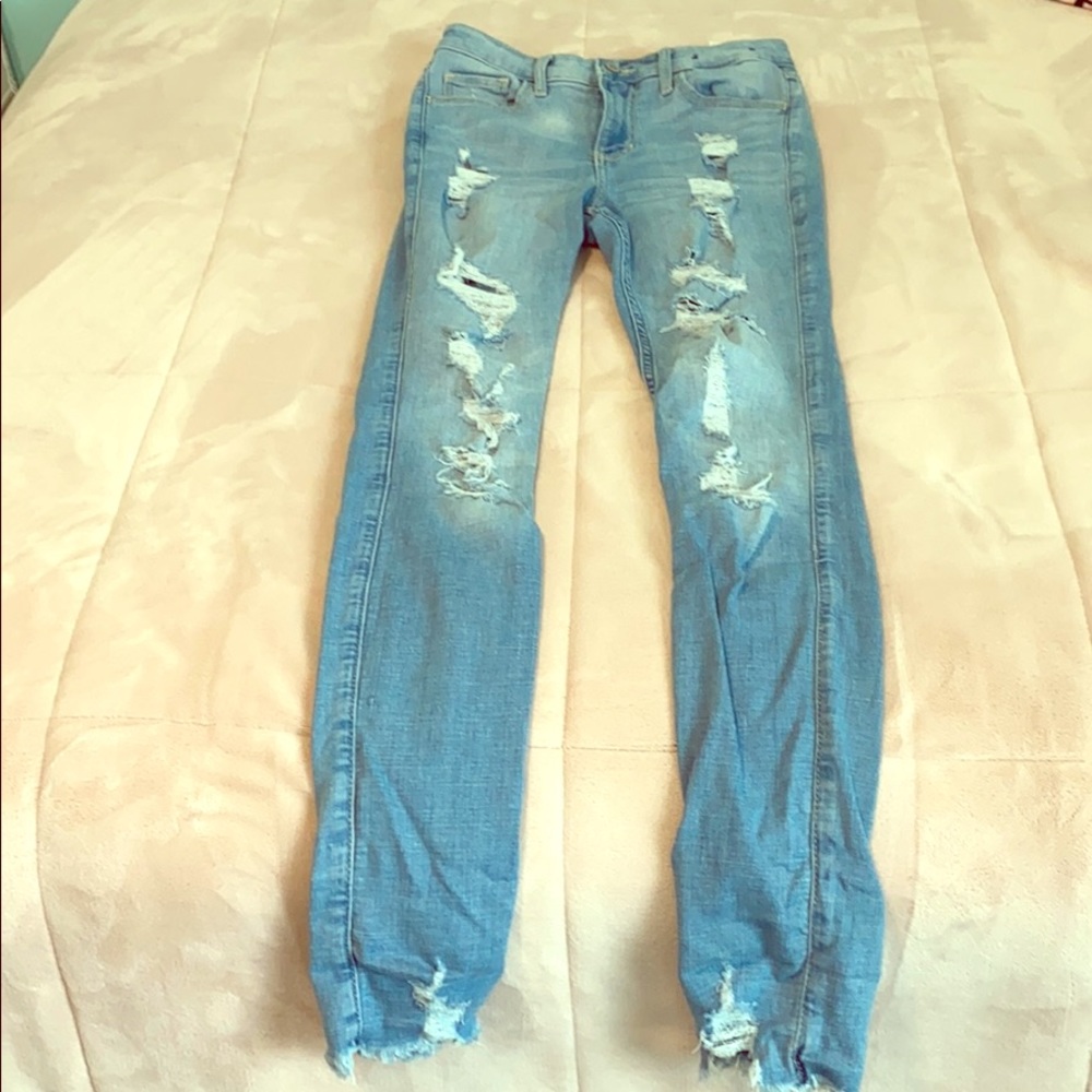 Light Wash Distressed High-Waisted Jeans